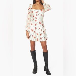 WeWoreWhat Floral Long‎ Sleeve Satin Minidress Size 6